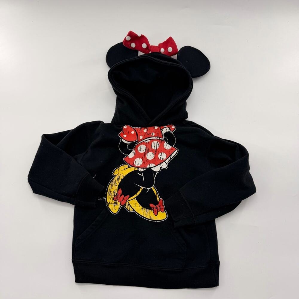 Disneyland Resort Parks Black Minnie Mouse Ears Hoodie Sweatshirt Girls 4-5